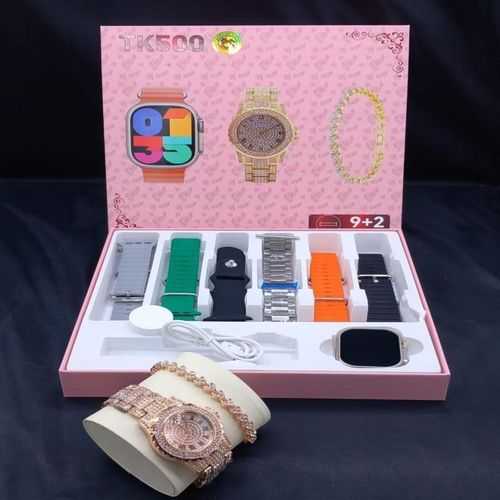 Montre Connectée TK500 Femme – Coffret 9+2 Bracelets – Smartwatch Écran Tactile avec Accessoire
