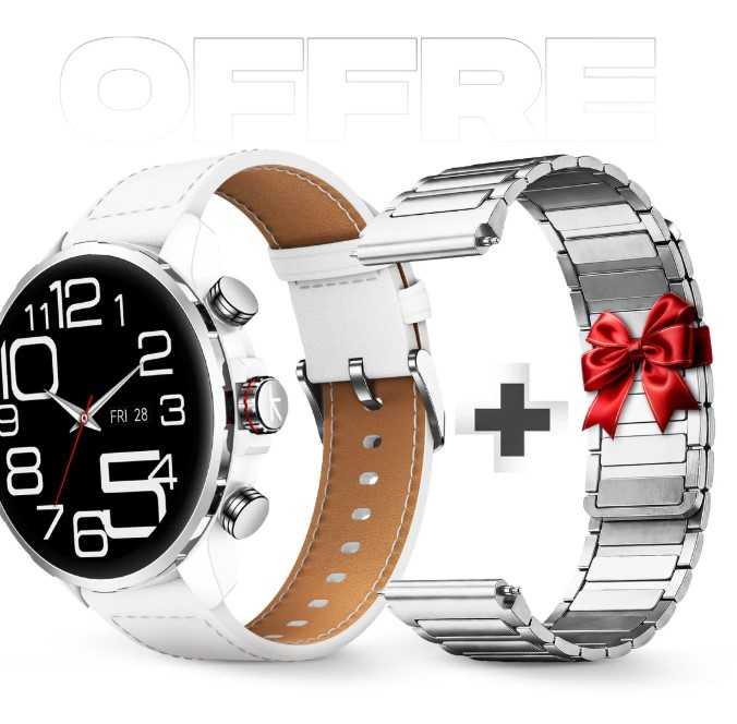 Montre connectée Kieslect Kr 3 blanche + bracelet magnétique 22 mm
